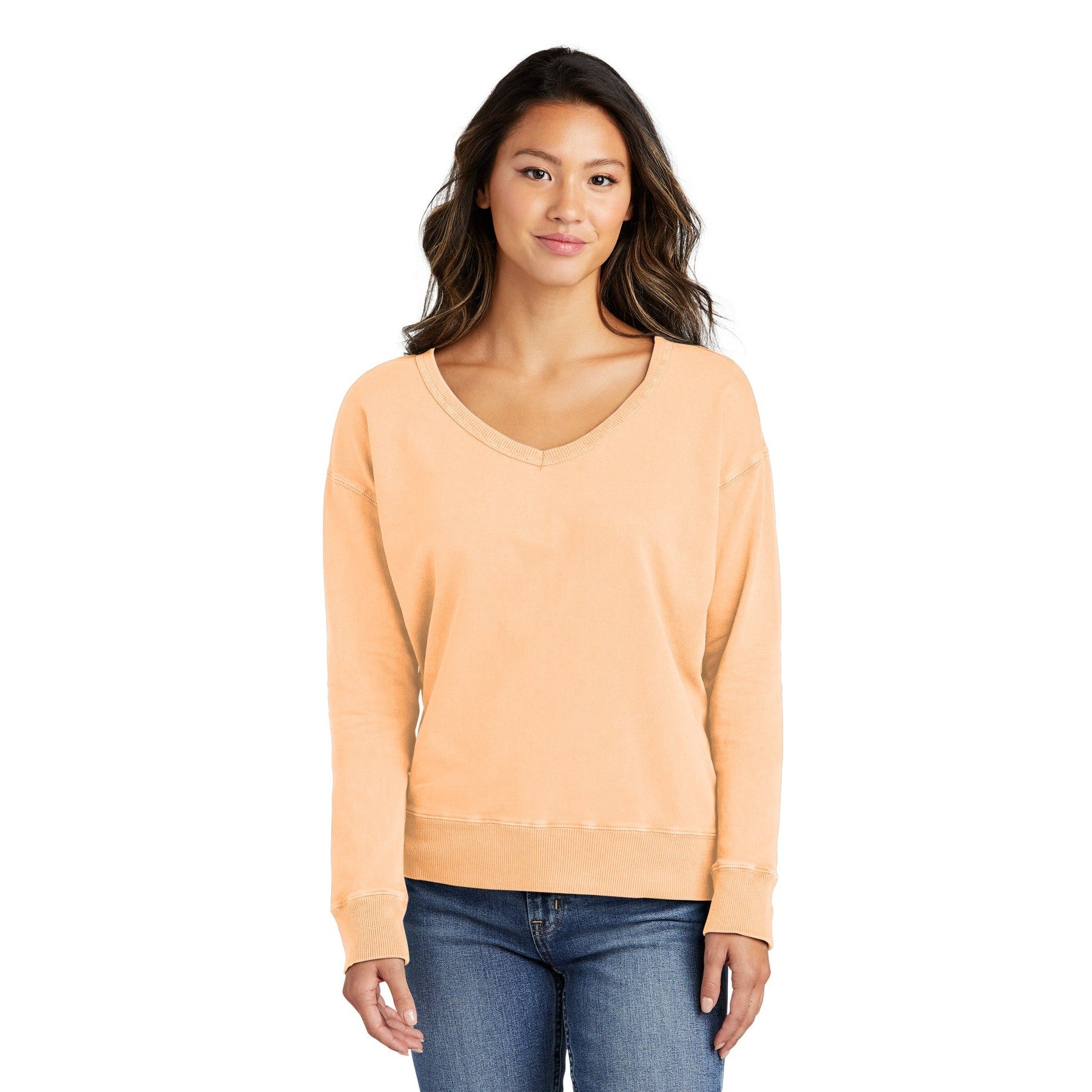 Port & Company-Port & Company® Women's Beach Wash® Garment-Dyed V-Neck Sweatshirt LPC098V-MedTech-3